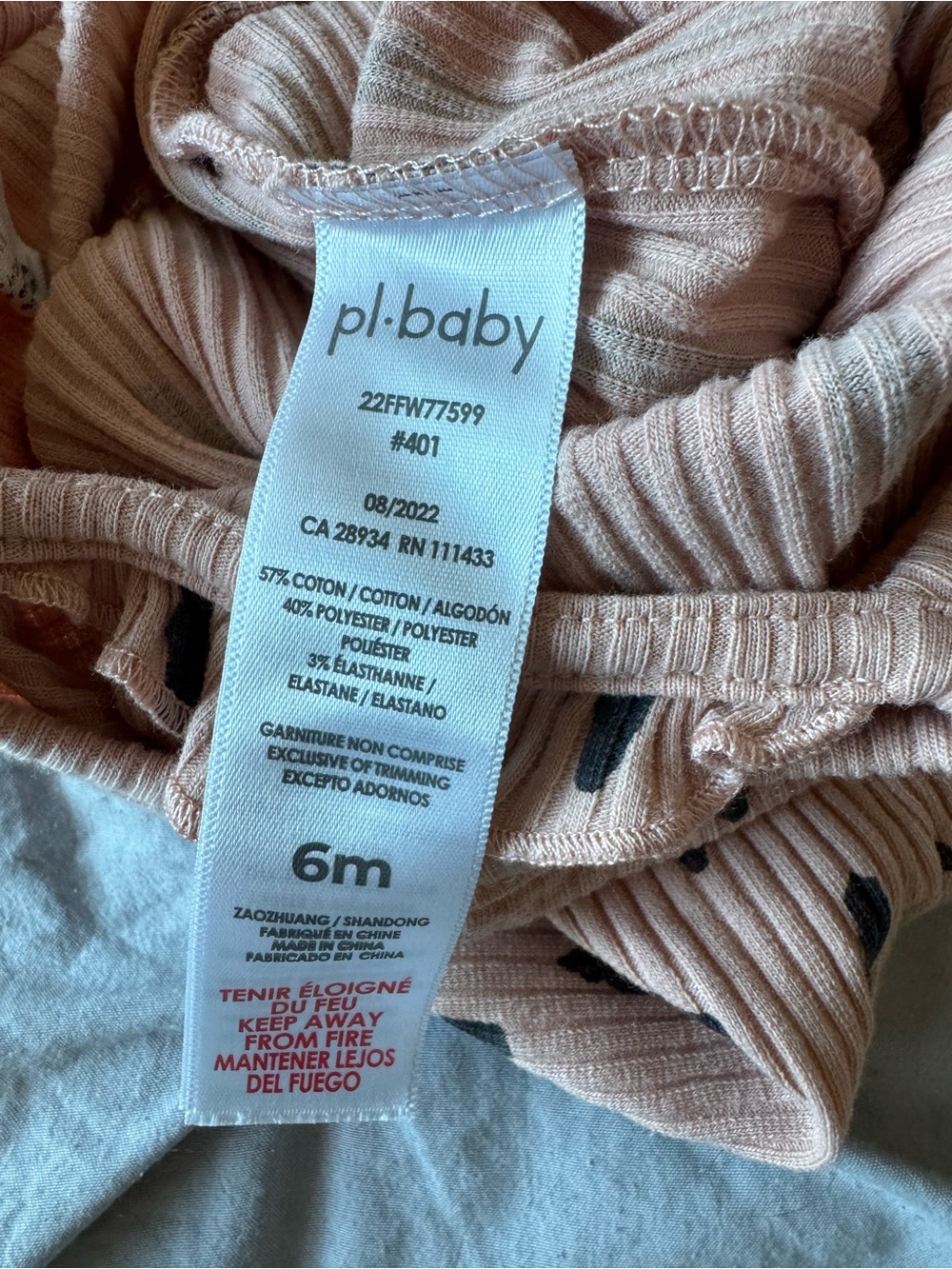 Ribbed Peach Dot-Print Baby One-Piece Bodysuit - Picture 3 of 3